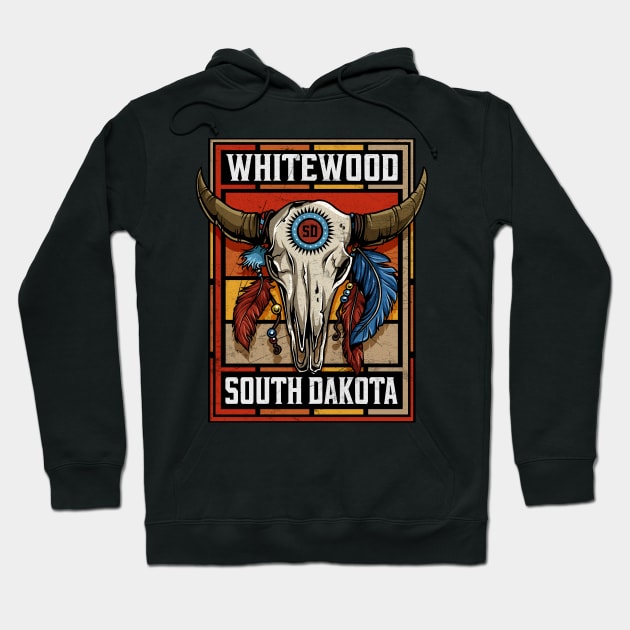 Whitewood South Dakota Native American Bison Skull Hoodie by SouthDakotaGifts
